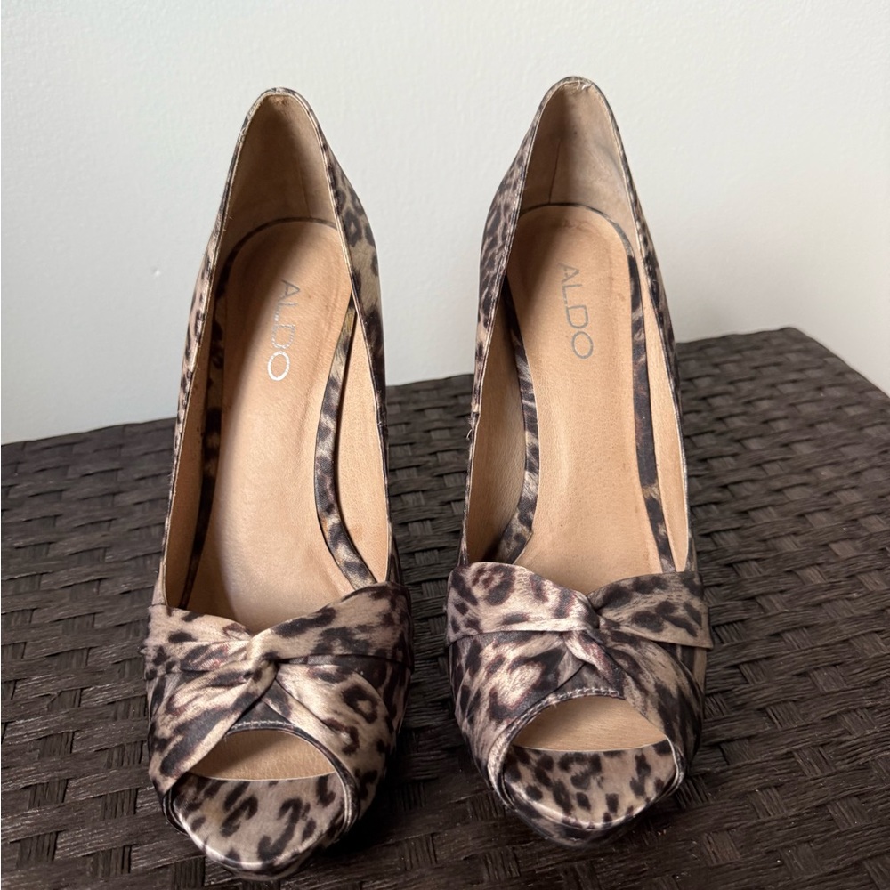 Aldo Animal Print Peep Toe Heels